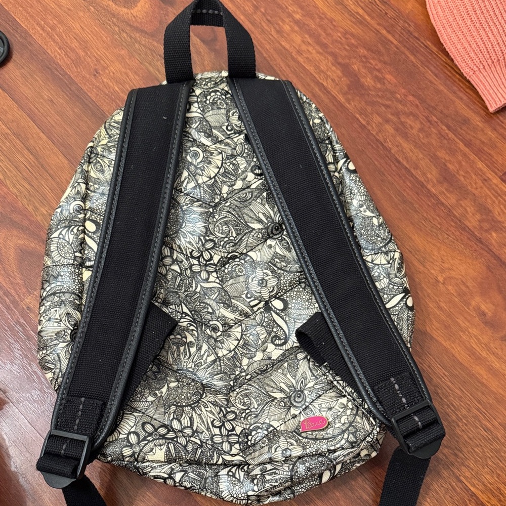 Sakroots Black and Cream Floral Backpack - Picture 2 of 3